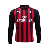 18-19 AC Milan Home Red&Black Long Sleeve Jersey Shirt