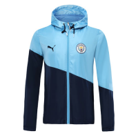 19/20 Manchester City Light Blue/Navy Windbreaker Hoodie Jacket