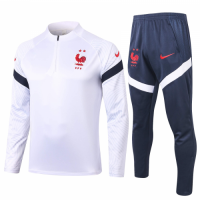 2020 France White&Gray Zipper Sweat Shirt Kit(Top+Trouser)