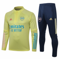 20/21 Arsenal Yellow Zipper Sweat Shirt Kit(Top+Trouser)