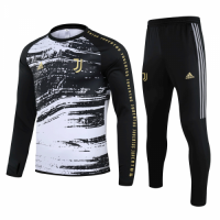 20/21 Juventus Black&White Zipper Sweat Shirt Kit(Top+Trouser)