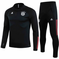 20/21 Bayern Munich Black Zipper Sweat Shirt Kit(Top+Trouser)