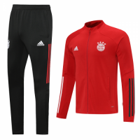 20/21 Bayern Munich Red High Neck Collar Training Kit(Jacket+Trouser)