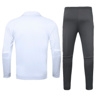20/21 Real Madrid White Zipper Sweat Shirt Kit(Top+Trouser)