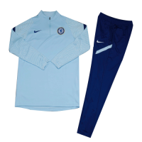Kid's 20/21 Chelsea Light Blue Zipper Sweat Shirt Kit(Top+Trouser)