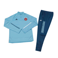 Kid's 20/21 Ajax Light Blue Zipper Sweat Shirt Kit(Top+Trouser)