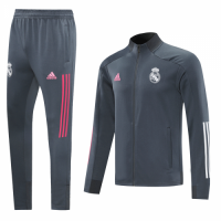 20/21 Real Madrid Gray High Neck Collar Training Kit(Jacket+Trouser)