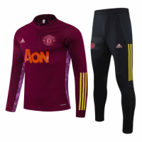 20/21 Manchester United Red Zipper Sweat Shirt Kit(Top+Trouser)