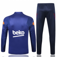 20/21 Barcelona Blue Zipper Sweat Shirt Kit(Top+Trouser)