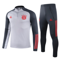 20/21 Bayern Munich Gray Zipper Sweat Shirt Kit(Top+Trouser)