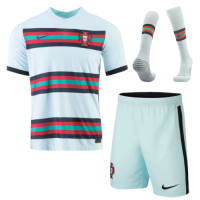 2020 Portugal Away Light Blue Jerseys Whole Kit(Shirt+Short+Socks)
