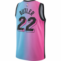 Men's Miami Heat Jimmy Butler #22 Blue&Pink 20/21 Swingman Jersey - City Edition
