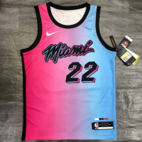 Men's Miami Heat Jimmy Butler #22 Blue&Pink 20/21 Swingman Jersey - City Edition