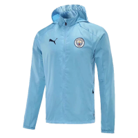 21/22 Manchester City Light Blue Windbreaker Hoodie Jacket
