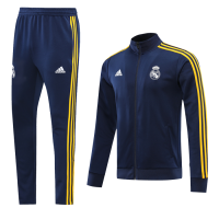 20/21 Real Madrid Navy&Yellow High Neck Collar Training Kit(Jacket+Trouser)