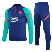 21/22 Barcelona Blue&Green Zipper Sweat Shirt Kit(Top+Trouser)
