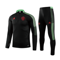 Manchester United Kids Zipper Sweat Kit (Top+Pants) Black&Green 2021/22