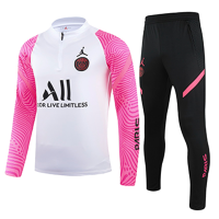 21/22 PSG White&Pink Zipper Sweat Shirt Kit(Top+Trouser)