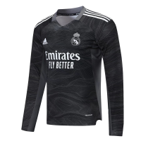 Real Madrid Soccer Jersey Goalkeeper Long Sleeve Black Replica 2021/22