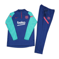 Kids Barcelona Zipper Sweat Kit (Top+Trouser) Blue&Green 2021/22