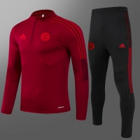 Bayern Munich Zipper Sweat Kit(Top+Pants) Red&Black 2021/22