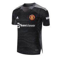 Manchester United Soccer Jersey Goalkeeper Kit(Jersey+Short) Black Replica 2021/22
