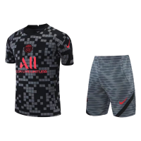 PSG  Soccer Jersey Training Kit(Jersey+Shorts) Black&Gray 2021/22