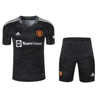 Manchester United Soccer Jersey Goalkeeper Kit(Jersey+Short) Black Replica 2021/22