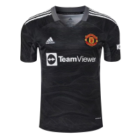 Manchester United Soccer Jersey Goalkeeper Kit(Jersey+Short) Black Replica 2021/22