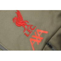 Liverpool Hoodie Training Kit Khaki&Red (Jacket+Pants) 2021/22
