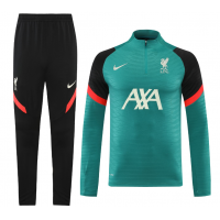Liverpool Zipper Sweatshirt Kit Green&Black (Top+Pants) 2021/22