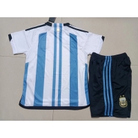 Argentina Kids Jersey Home Kit(Jersey+Shorts) Replica World Cup 2022