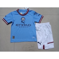Manchester City Kids Jersey Home Kit(Jersey+Shorts) Replica 2022/23