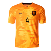 Netherlands VIRGIL #4 Jersey Home Player Version World Cup 2022