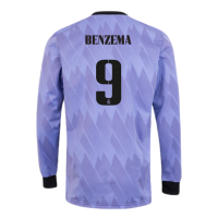 Real Madrid BENZEMA #9 Long Sleeve Jersey Away Replica 2022/23