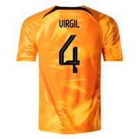 Netherlands VIRGIL #4 Jersey Home Player Version World Cup 2022