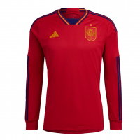 Spain Long Sleeve Jersey Home Player Version World Cup 2022