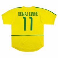 Brazil Ronaldinho #11 Retro Jersey Home World Cup 2002