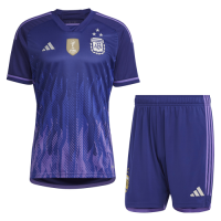 Argentina 3 Stars Jersey Away Kit(Jersey+Shorts) Replica World Cup 2022