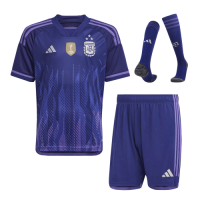 Argentina Kids Three Stars Away Jersey Whole Kit World Cup 2022