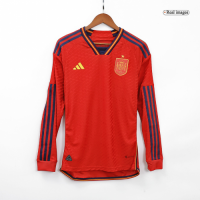 Spain Long Sleeve Jersey Home Player Version World Cup 2022