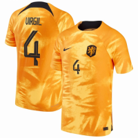 Netherlands VIRGIL #4 Jersey Home Player Version World Cup 2022