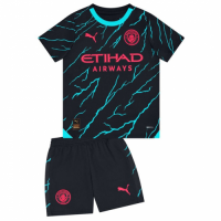 Kids Manchester City Third Away Kit Jersey+Shorts 2023/24