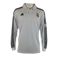 Retro UCL Real Madrid Home Long Sleeve Jersey 2001/02