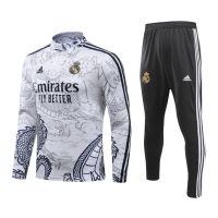 Real Madrid Zipper Sweatshirt Kit(Top+Pants) White 2023/24