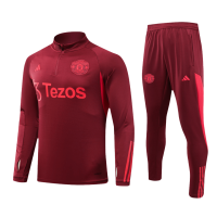 Manchester United Zipper Sweatshirt Kit(Top+Pants) Red 2023/24
