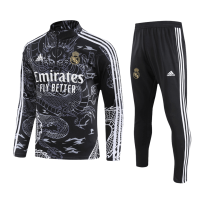 Kids Real Madrid Zipper Sweatshirt Kit(Top+Pants) Black 2023/24