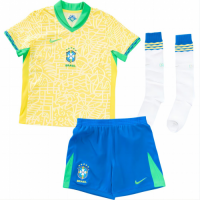 Kids Brazil Home Full Jersey Kit Copa America 2024