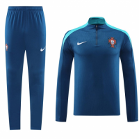 Portugal Zipper Sweatshirt Kit(Top+Pants) Blue 2024/25
