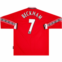 Beckham #7 Retro Manchester United Home Sleeve Sleeve Jersey 1998/00